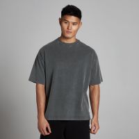 camiseta oversize de algodon lavado para hombre de mp - gris oscuro - s