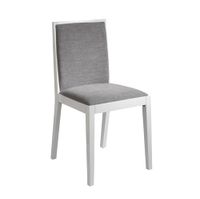 set 2 sillas cairo patas madera lacadas blanco tela gris