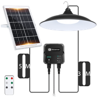 aigostar - lampara solar exterior con mando a distancia y cuerda de traccion cable de 8 m bateria de gran capacidad de 6000 mah gran panel solar ip65 luz solar para interiorexterior jardin camping