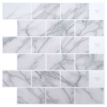 Azulejo De Metro 20 Uds. Mármol 30 X 30 Cm Poliuretano Y Pet Vidaxl