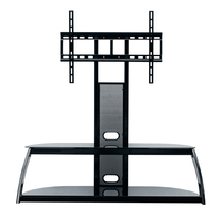mesa con soporte approx para tv de 30-63 baldas de cristal templado 5mm conjunto en color negro 1118x508x1372mm
