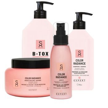 Set De Cuidado Color Radiance - Champú 500ml - Mascarilla 500ml - B-tox 1000ml - Leave-in 100ml - Sacha Care