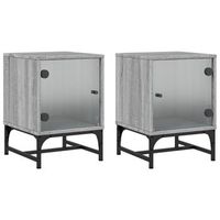 mesitas noche con puertas vidrio 2 uds gris sonoma 35x37x50 cm vidaxl