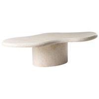 mesa de centro de mgo forma irregular resistente al oxido agua y viento 120 x 57 cm beige conza