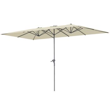 Outsunny Sombrilla Doble 4,5x2,6 m Sombrilla Terraza Exterior con Manivela Impermeable y Protección UV50+ Crema