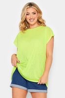 yours camiseta verde lima efecto lino mujer curvy y tallas grandes yours