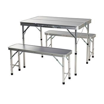 Set de camping Well Home mesa y 2 bancos