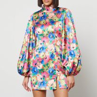 rotate birger christensen floral-print satin mini dress - dk 32uk 4