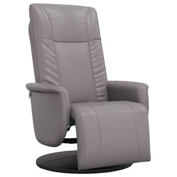 Sillón Reclinable Con Reposapiés Cuero Sintético Gris