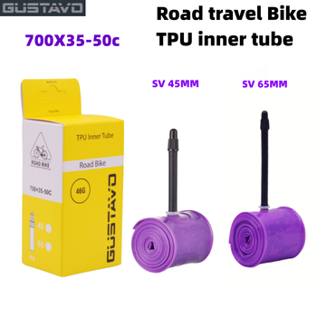 GUSTAVO-cámara de aire para bicicleta de carretera, neumático de Material TPU 700X35/50c, válvula francesa de 45mm y 65mm de longitud