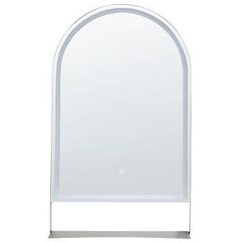 Espejo De Pared Con Led Moderno Para Dormitorio Y Baño 100 X 60 Cm Con Estante Plateado Valouze