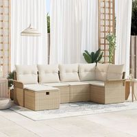 conjunto de sofas de jardin de 6 piezas con cojines beige de ratan poliester v0837 unico  beige