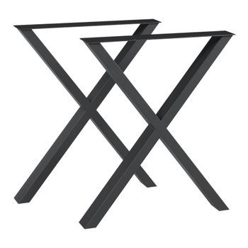 Set De 2 Patas De Mesa Greith Forma De X Acero 72x59cm - Negro [en.casa]
