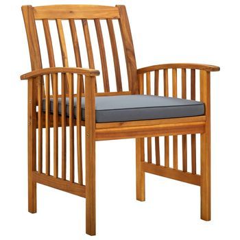 Pack 2 Uds Sillas De Comedor Jardín | Silla De Exterior | Sillón Con Cojines Madera Maciza Acacia