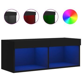 Mueble Para Tv Con Luces Led Negro 80x30x30 Cm Vidaxl