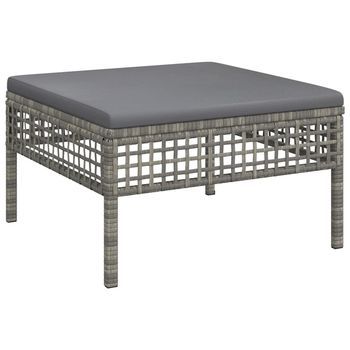 Taburete De Jardín | Otomana De Jardín | Reposapiés De Jardín Con Cojín Ratán Sintético Gris