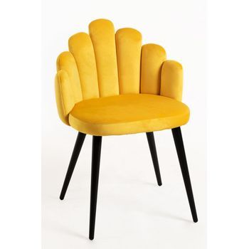 Silla Hand Terciopelo Patas Negras - Amarillo