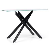 costway mesa consola de cristal con tablero templado y patas de metal para salon o entrada negro