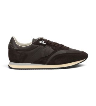 Philippe Model para hombre. BVLU Zapatillas de Piel Blville Low marrón oscuro (44), Plano, Cordones, Casual