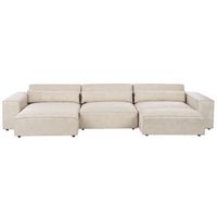 moderno sofa esquinero modular 3 plazas con otomana tapizado de terciopelo beige derecho hellnar