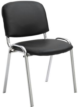 Silla con patas de metal y asiento en simil cuero negro