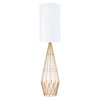 lampara de pie columna metal cobre pantalla blanco