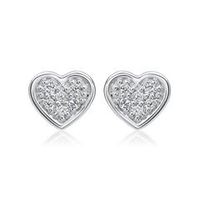 14 quilates pendientes oro blanco corazones 12 diamantes