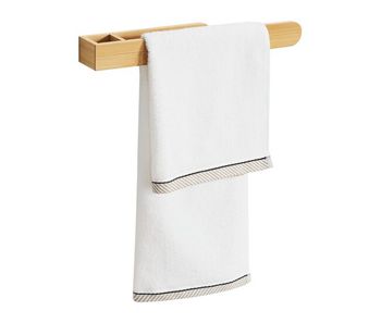 Toallero de pared tønsberg con tira autoadhesiva bambú 38 x 5 x 4 cm natural [en.casa]