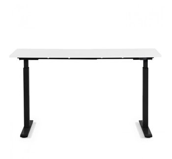 Escritorio de pie ajustable de acero blanco y negro L120