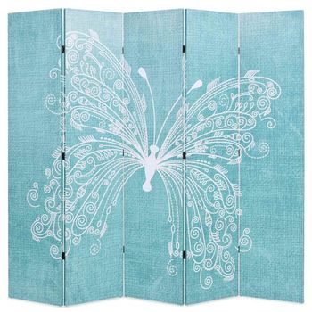 Biombo Divisor Plegable 200x170 Cm Mariposa Azul Vidaxl