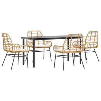 Juego De Comedor Jardín 5 Piezas Cojines Ratán Sintético Marrón Vidaxl