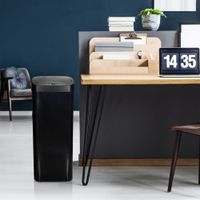 cubo de basura automatico de acero de 50 l negro