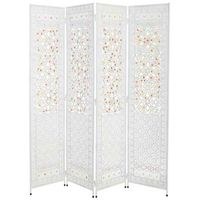 biombo de metal blanco y cristal acrilico de colores 160x3x172