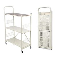 carrito de almacenaje metalica 105x66x345cm plegable con ruedas blanco