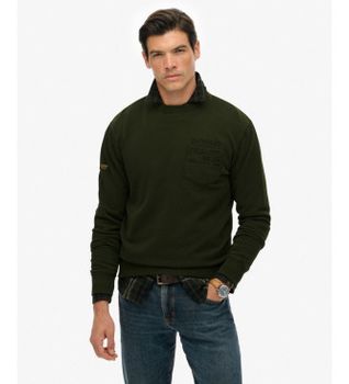 Superdry para hombre. M2014294A Sudadera Utility Loose verde (S), Casual, Algodón