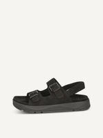 caprice sandal black made of leather without heel size 42