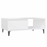 mesa de centro 60x90x35 cm madera y metal trabajados - blanco