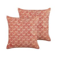 conjunto de 2 cojines de algodon rojo blanco crema 45 x 45 cm geometrico rhus