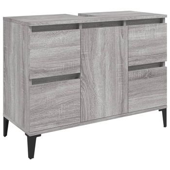 Armario De Lavabo | Mueble De Lavabo Madera Contrachapada Gris Sonoma 80x33x60 Cm
