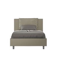 cama de una plaza y medio con somier acolchada 120x210 cuero sintetico capuchino antea