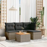 conjunto de sofas jardin con cojines 5 uds  mueble jardin mesa y sillas ratan sintetico gris cfw800155