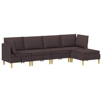 Juego De Sofá Modular Con Almacenamiento 5 Uds. Marrón Oscuro Vidaxl