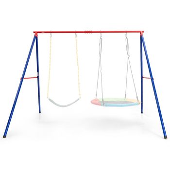 Costway Estructura para Columpio hasta 250 kg Soporte de 2 Columpios en Acero Forma A Pies Antideslizantes Jardín Parque 260 x 183 x 183 cm Rojo