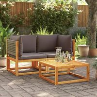 sofas de esquina jardin con cojines 2 uds  conjunto mueble jardin mesa y sillas madera maciza acacia cfw22974
