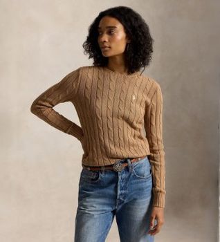 Polo Ralph Lauren para mujer. 211971795002 Jersey de nudos marrón (XXS), Casual, Algodón