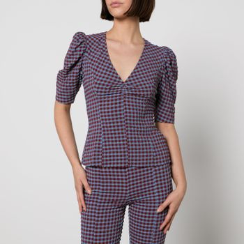 Ganni Gingham Seersucker Blouse - EU 44/UK 16