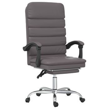Sillón De Oficina Reclinable Con Masaje, De Piel Sintética Gris Vidaxl