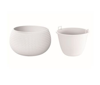 Maceta redonda con deposito splofy bowl de plastico en color blanco 23,9 (largo) x 23,9 (ancho) x 16,1 (altura) cm