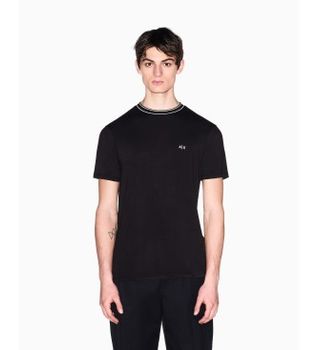 A|X Armani Exchange para hombre. XM002484AF21936UC001 Camiseta Crew negro (S), Casual, Algodón, Manga corta