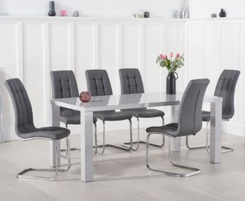 Atlanta 200cm Light Grey High Gloss Dining Table with Lorin Chairs